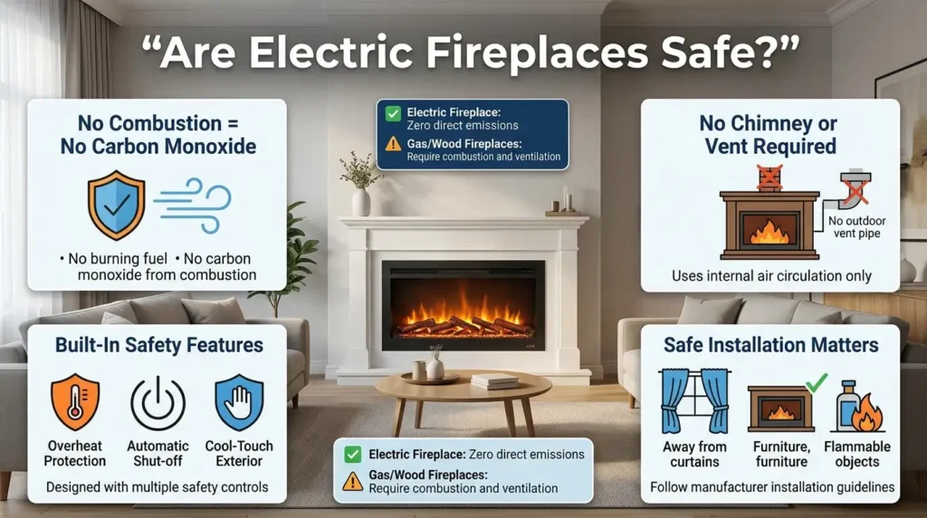 Do Electric Fireplaces Need to Be Vented? Safety Precautions 8 Are Electric Fireplaces safe?
