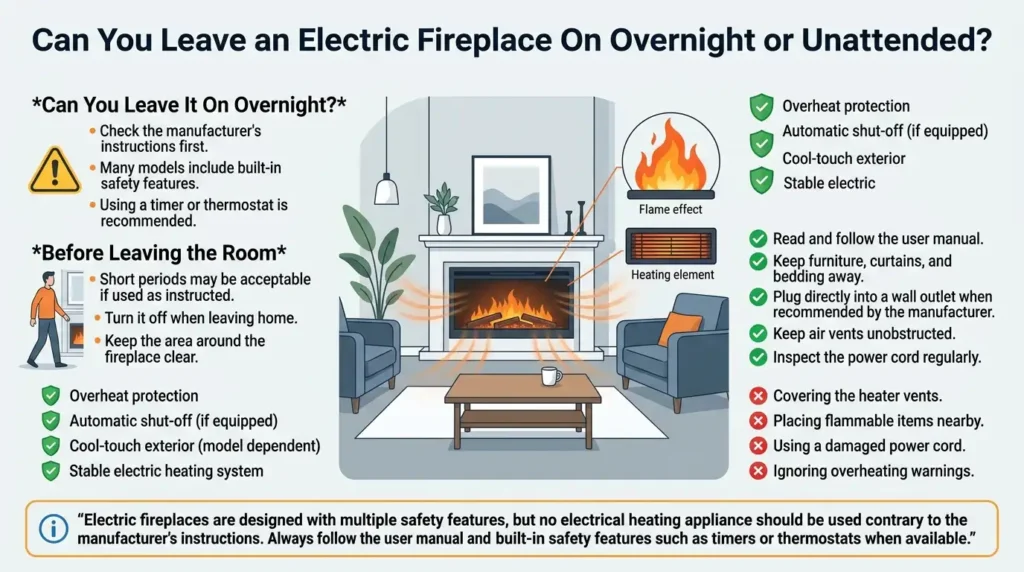 Can You Leave an Electric Fireplace on Overnight or Unattended