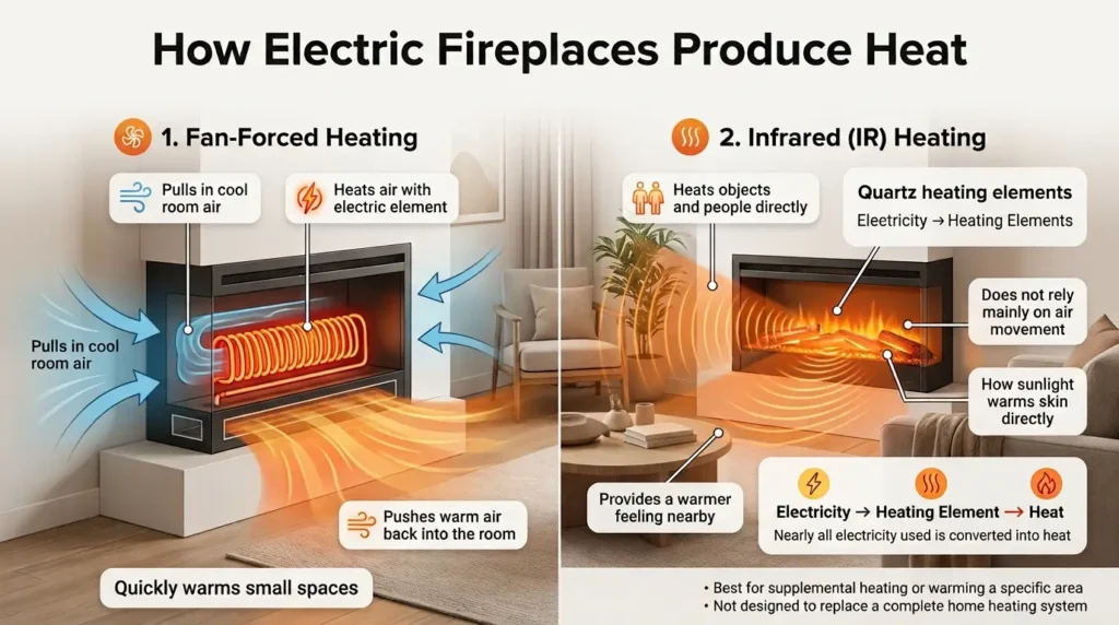 How electric Fireplace Produce Heat