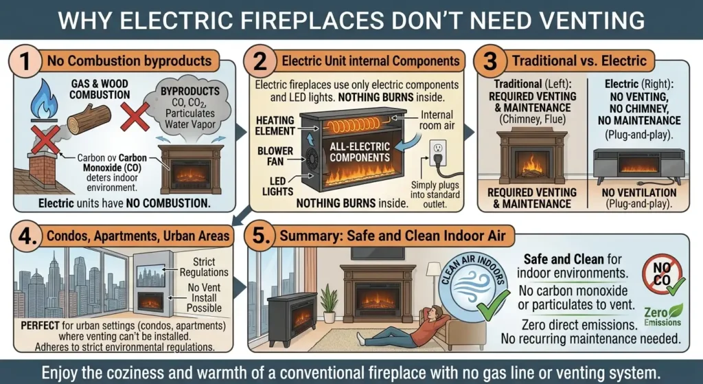 Do Electric Fireplaces Need to Be Vented? Safety Precautions 1 Why Electric Fireplaces Don’t Need Venting