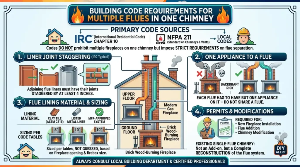 Can You Have Two Fireplaces on One Chimney? 7 Essential Safety Tips 3 Building Code Requirements for Multiple Flues in One Chimney