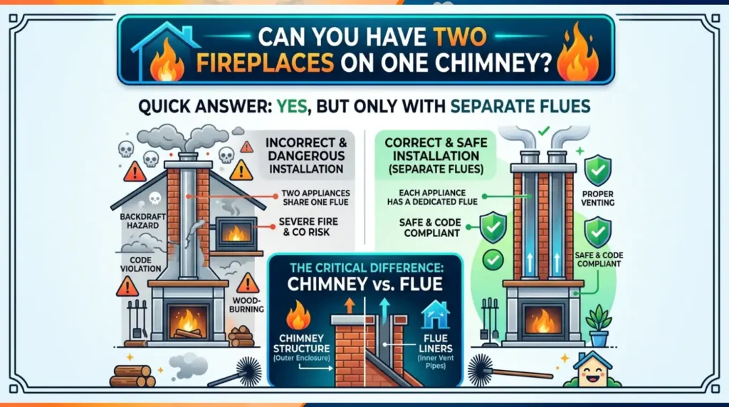 Can You Have Two Fireplaces on One Chimney? 7 Essential Safety Tips 1 Can you have Two fireplaces on one chimney?