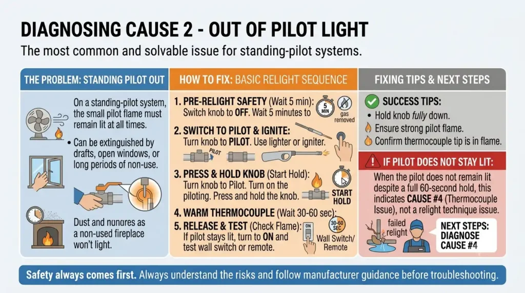 Why Gas Fireplace Wont Light? Causes & Fixes Explained 4 Cause 2 - Out of Pilot Light