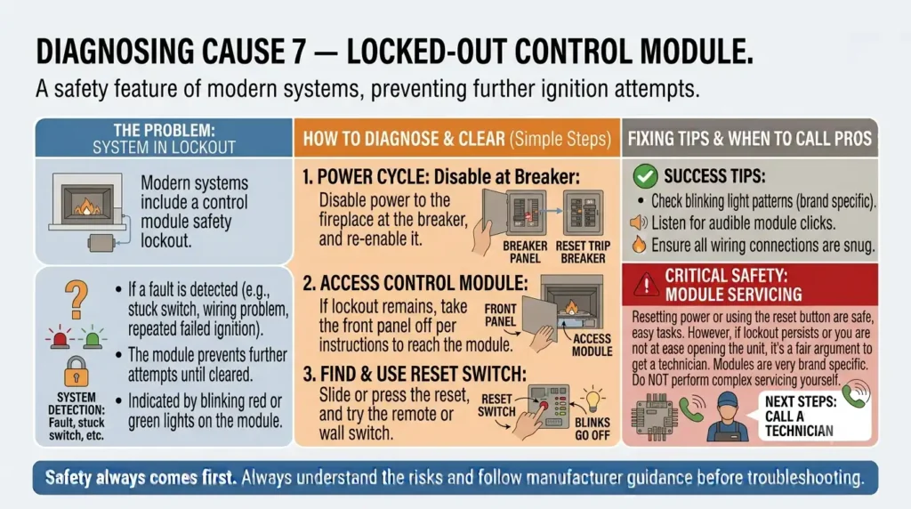 Why Gas Fireplace Wont Light? Causes & Fixes Explained 9 Cause 7 — Locked-Out Control Module