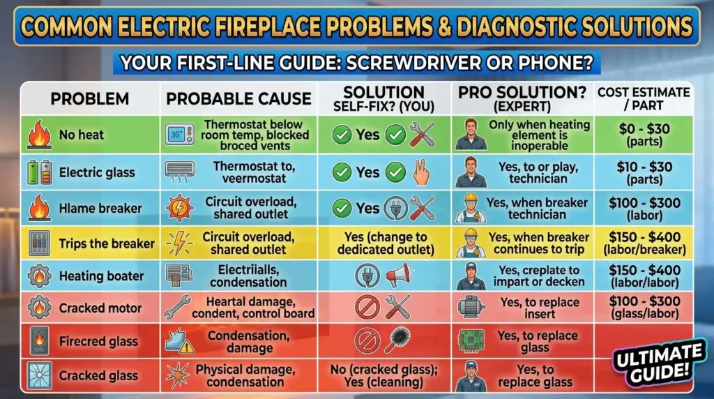 Common Electric Fireplace Problems and Who Should Fix Them