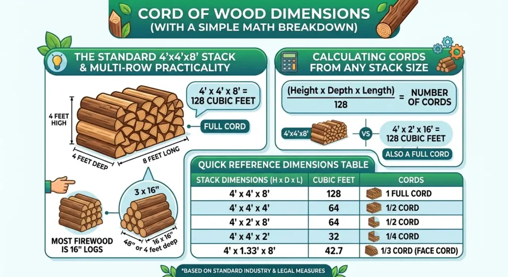 How Much Wood Is in a Cord? Size, Volume & Complete Guide 3 Cord of Wood Dimensions (With a Simple Math Breakdown)