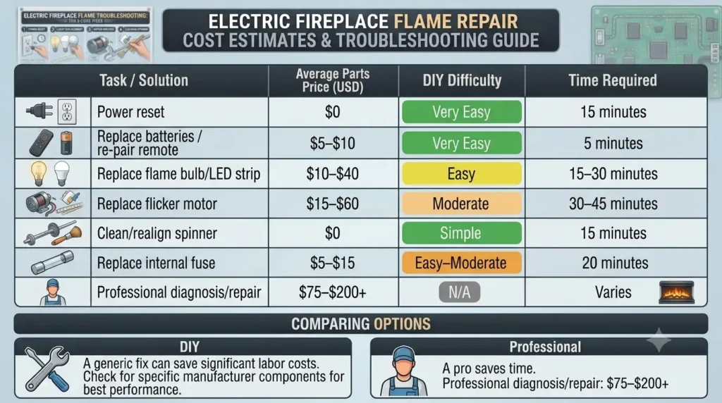 Cost to Fix an Electric Fireplace Flame