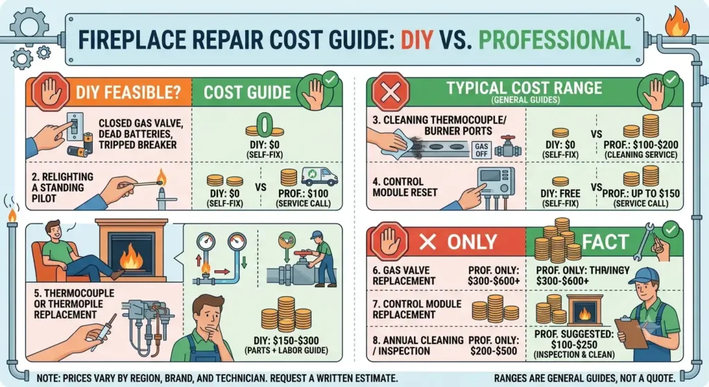 Why Gas Fireplace Wont Light? Causes & Fixes Explained 14 How Much Does it Cost to Repair Gas Fireplace Wont Lit Issue.