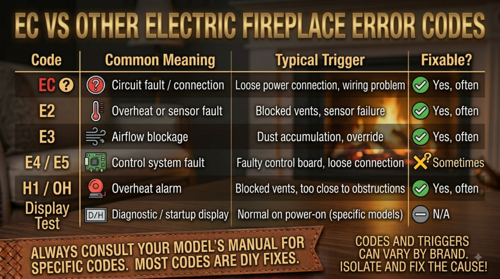 EC vs Other Electric Fireplace Error Codes