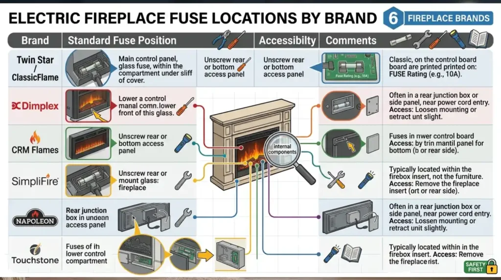 Electric Fireplace Fuse Locations by Brand