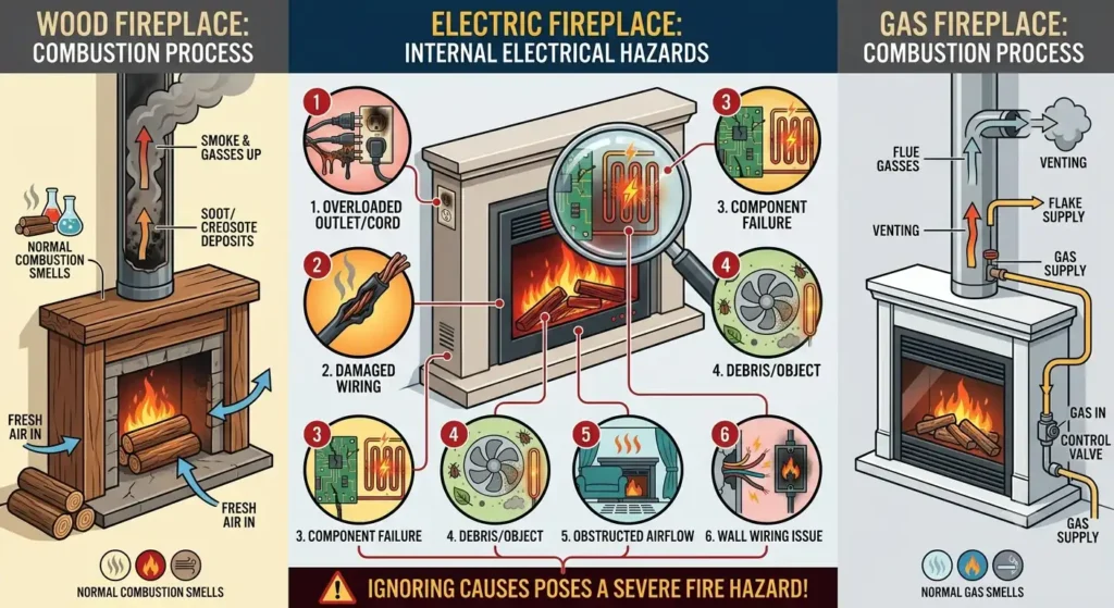 Electric Fireplace vs. Gas or Wood Fireplace Smells.