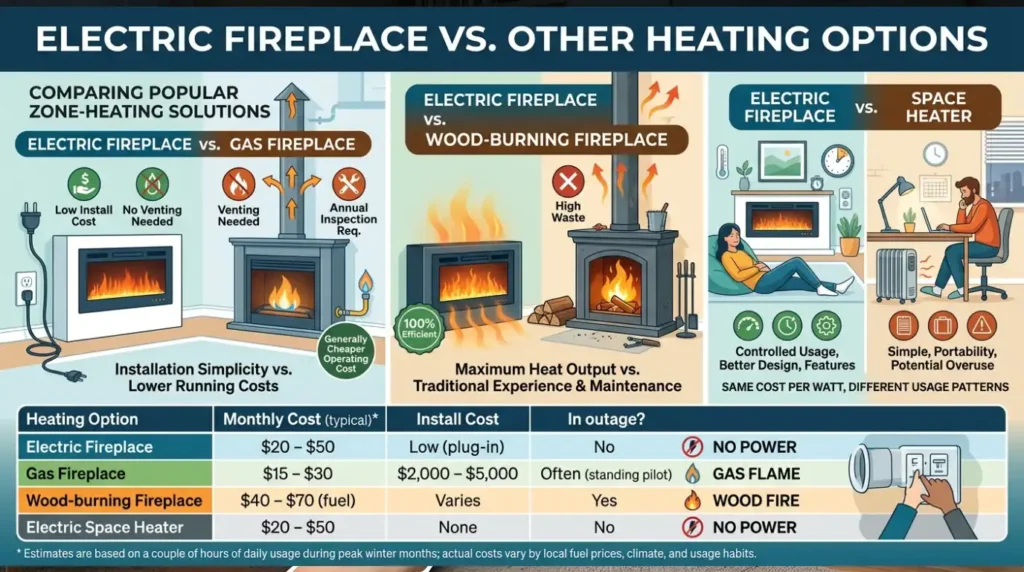 Electric Fireplace vs. the other heating options.