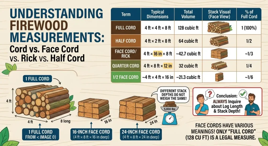 Cord vs. Face Cord vs. Rick vs. Half Cord What's the Difference