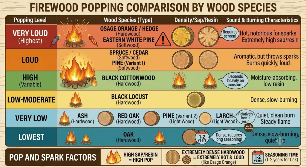 Why Does Firewood Pop? Safe Explanation with 5 Steps 4 Firewood Popping Comparison by Wood Species