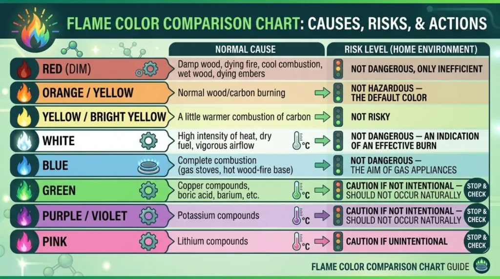 Flame Color Comparison Chart