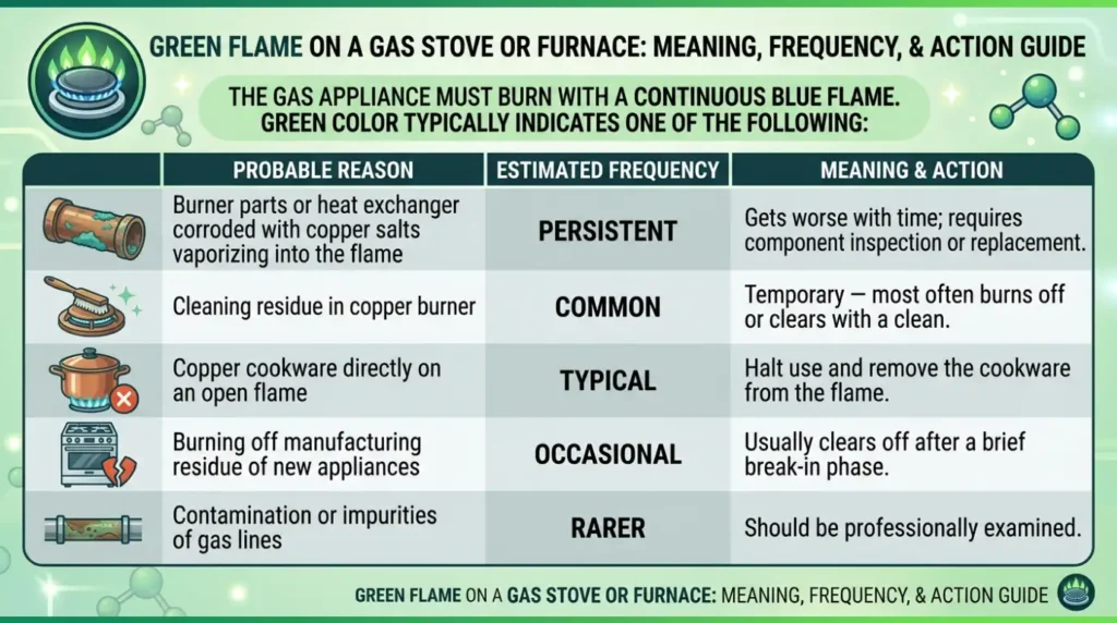 Green Flame on a Gas Stove or Furnace