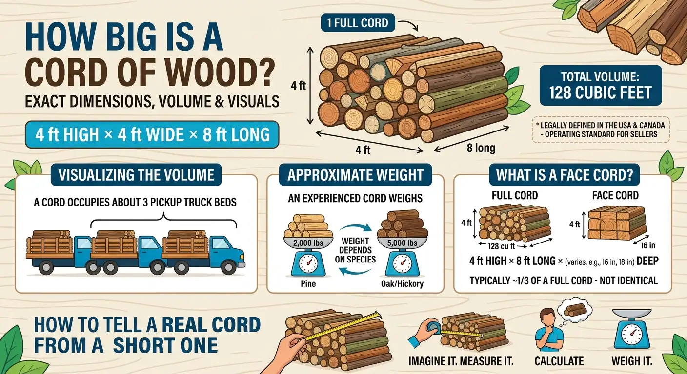 How Big Is a Cord of Wood Exact Dimensions, Volume, and What It Looks Like