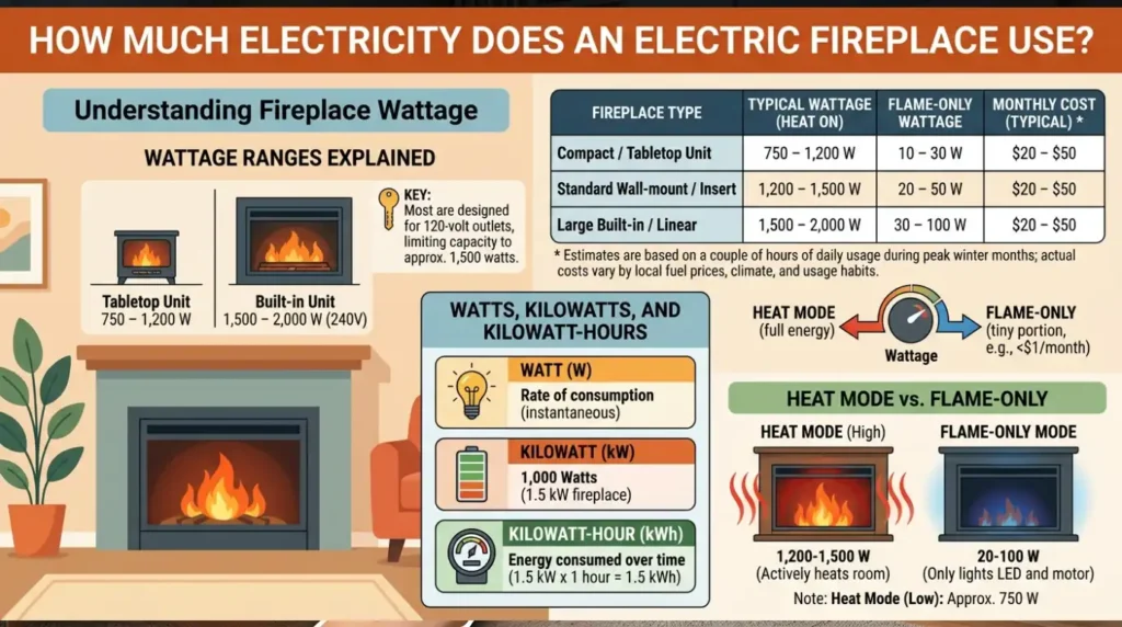 How Much Electricity Does an Electric Fireplace Use?