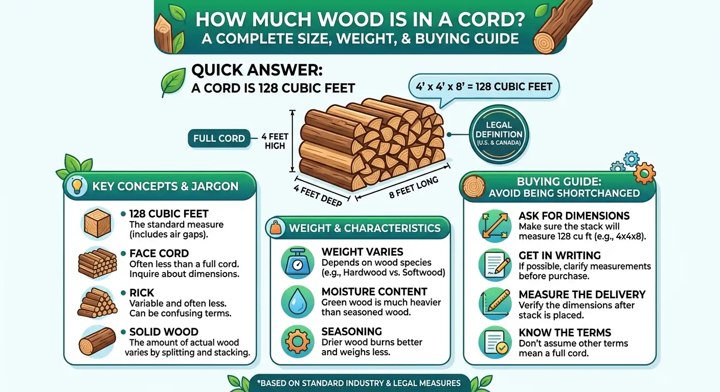 How Much Wood Is in a Cord? Size, Volume & Complete Guide 1 How Much Wood Is in a Cord A Complete Size, Weight, and Buying Guide