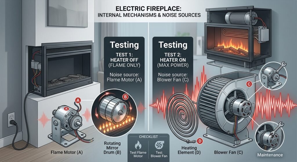 Electric Fireplace Too Loud? 8 Effective Causes & Fixes 3 How an Electric Fireplace Actually Works (and Why That Matters for Noise)?