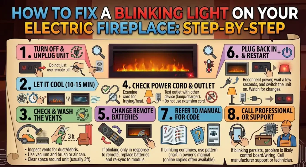 How to Fix a Blinking Light on Your Electric Fireplace, Step-by-Step