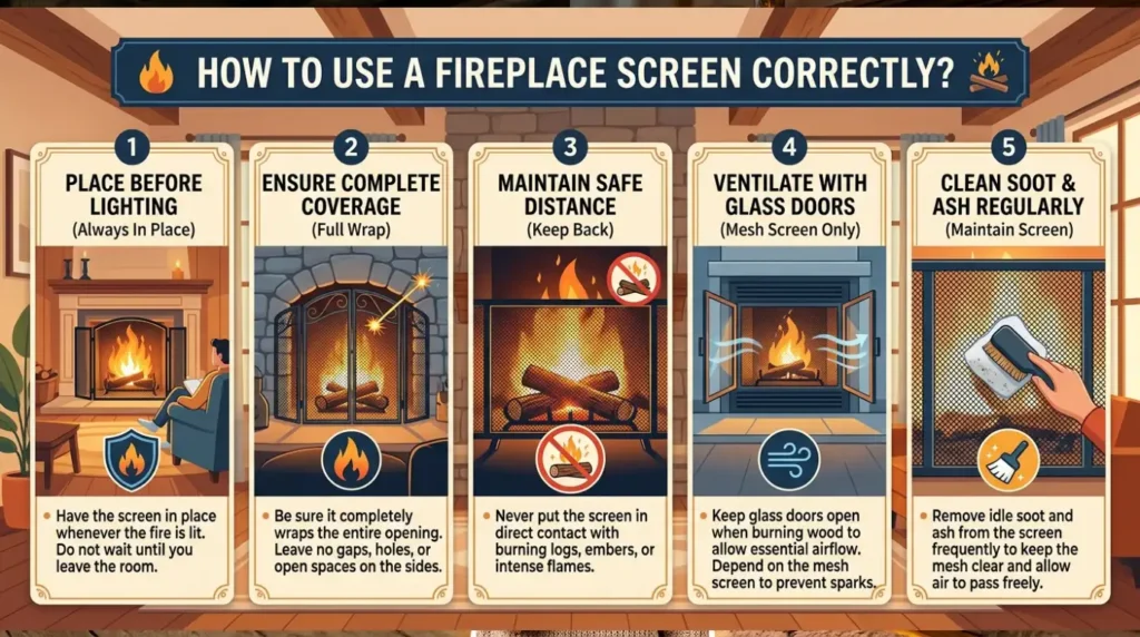 How to Use a Fireplace Screen Correctly?