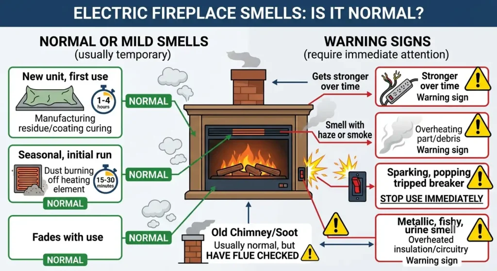 Why does my electric fireplace smell of burning plastic? Is It Normal?