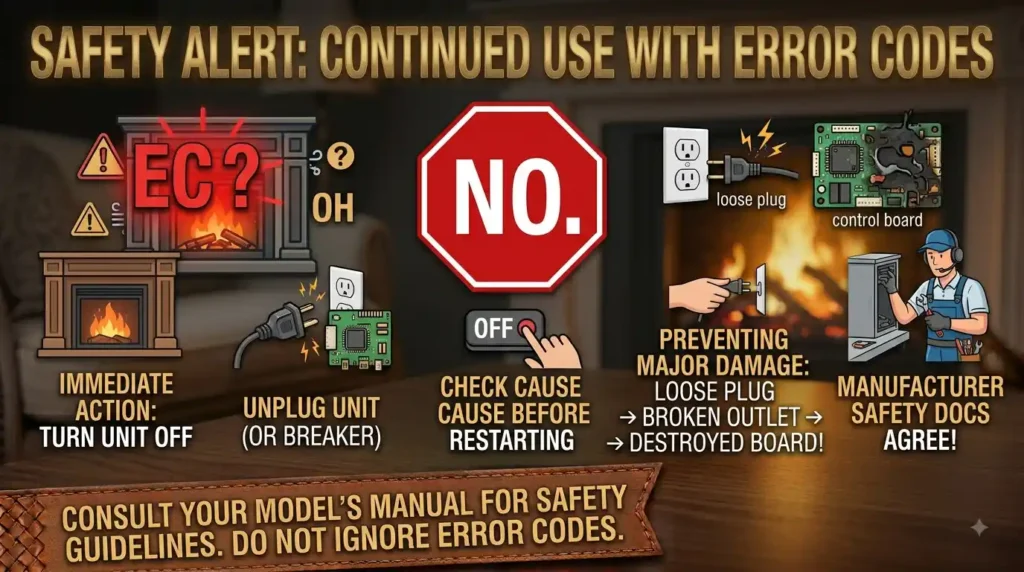 Is It Safe to Keep Using the Fireplace While EC Is Displayed?