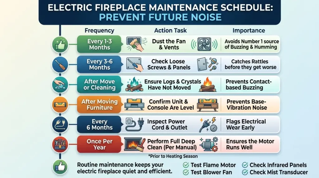 Electric Fireplace Too Loud? 8 Effective Causes & Fixes 10 Maintenance Schedule to avoid future noise.