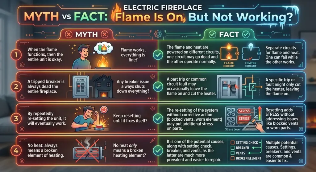 Electric Fireplace Flame Is on But Not Working? 8 Easy Fixes 4 Myth vs Fact