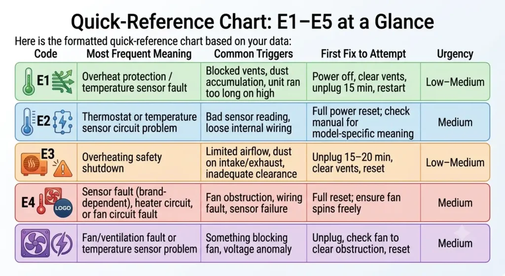 Quick-Reference Chart E1–E5 at a Glance