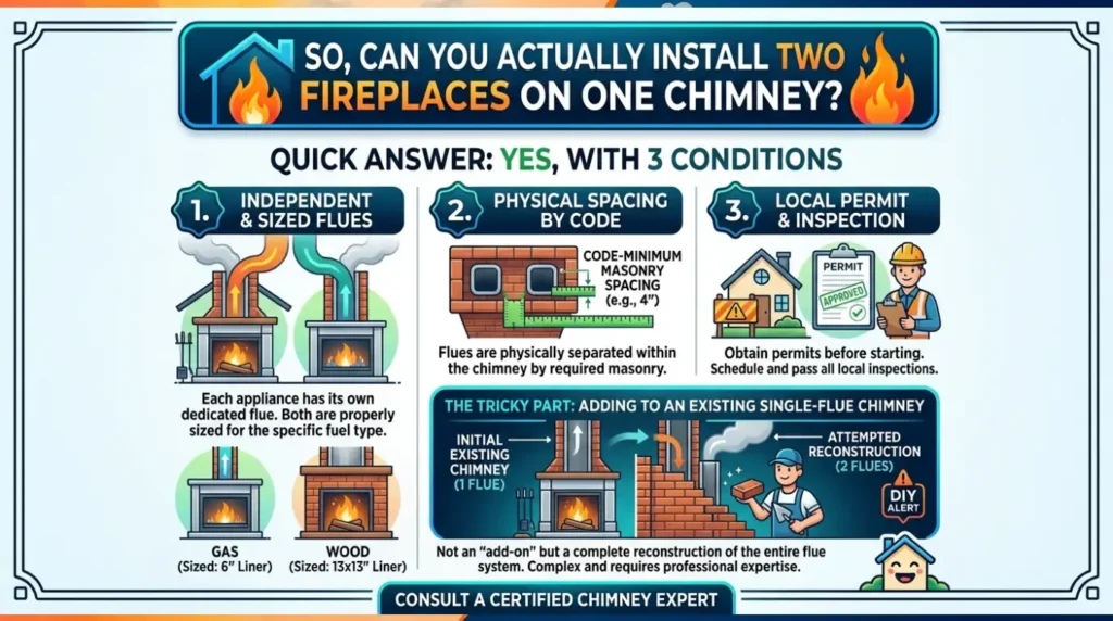 Can You Have Two Fireplaces on One Chimney? 7 Essential Safety Tips 2 So, Can You Actually Install Two Fireplaces on One Chimney?