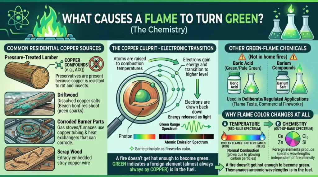 What Causes a Flame to Turn Green? (The Chemistry)