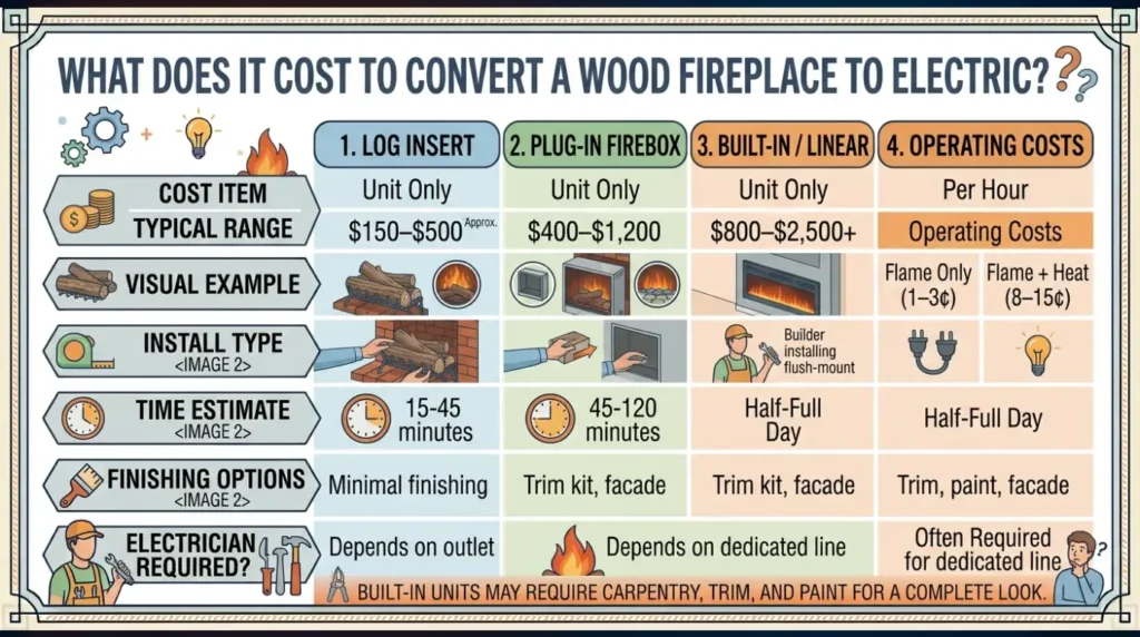 What Does It Cost to Convert a Wood Fireplace to Electric?