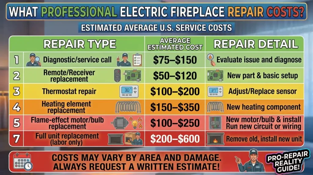What Professional Electric Fireplace Repair Costs?
