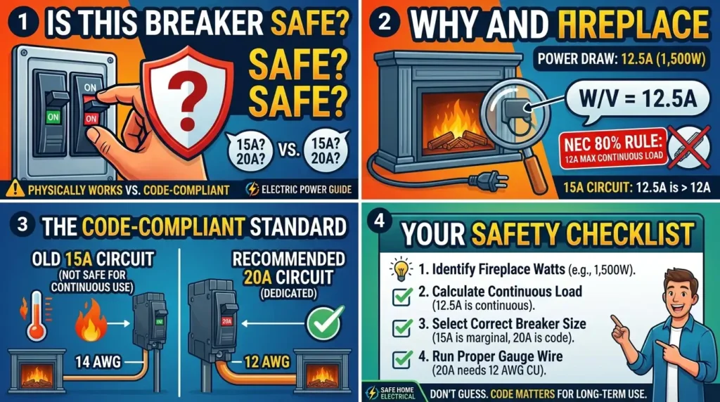 Electric Fireplace Breaker Requirements? 7 Essential Safety Rules 2 What Size Breaker Does an Electric Fireplace Need?