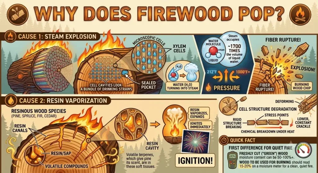 Why Does Firewood Pop? Safe Explanation with 5 Steps 1 Why Does Firewood Pop? The Two Real Causes