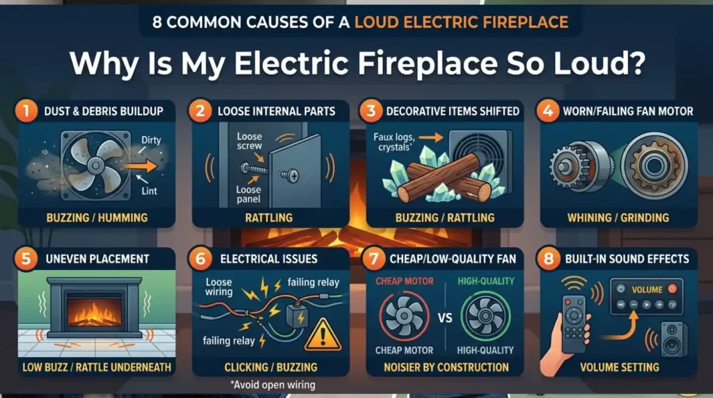 Electric Fireplace Too Loud? 8 Effective Causes & Fixes 5 Why Is My Electric Fireplace So Loud ?8 Common Causes