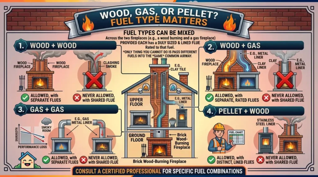 Can You Have Two Fireplaces on One Chimney? 7 Essential Safety Tips 5 Wood, Gas, or Both Fuel Type Matters
