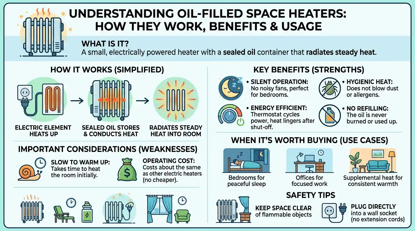 What Is an Oil-Filled Space Heater? How It Works & Benefits