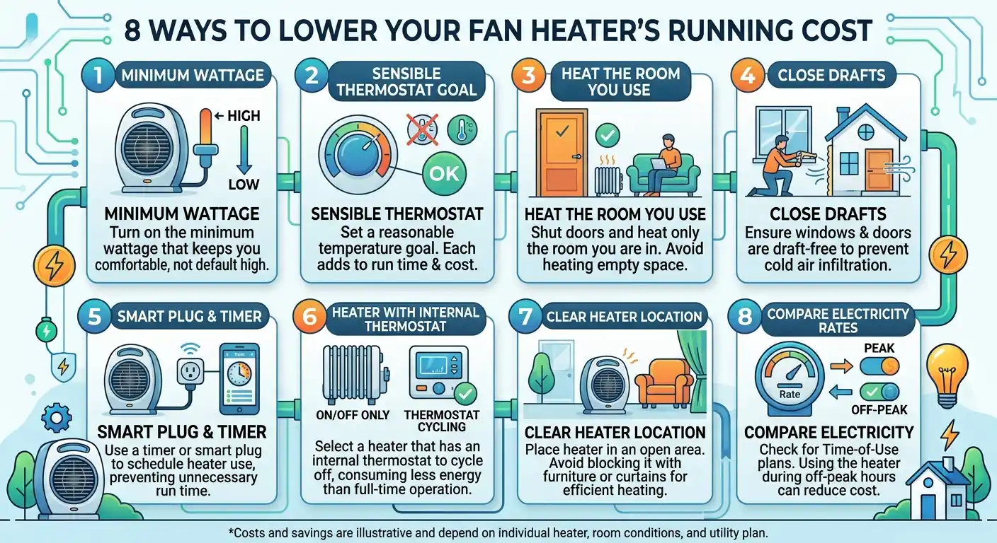 How Much Electricity Does a Fan Heater Use? Cost & Energy 3 8 Ways to Lower Your Fan Heater's Running Cost