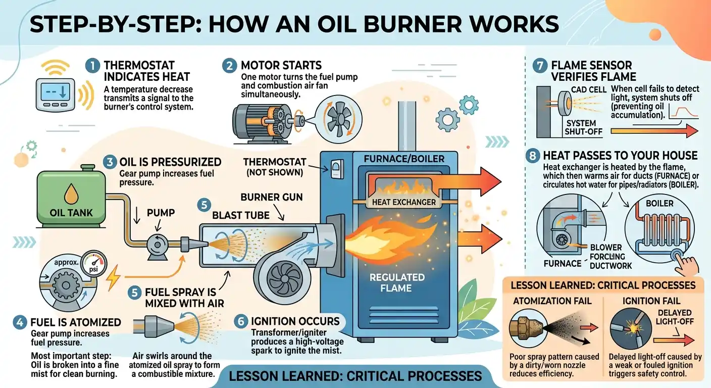 How an Oil Burner Works, Step by Step