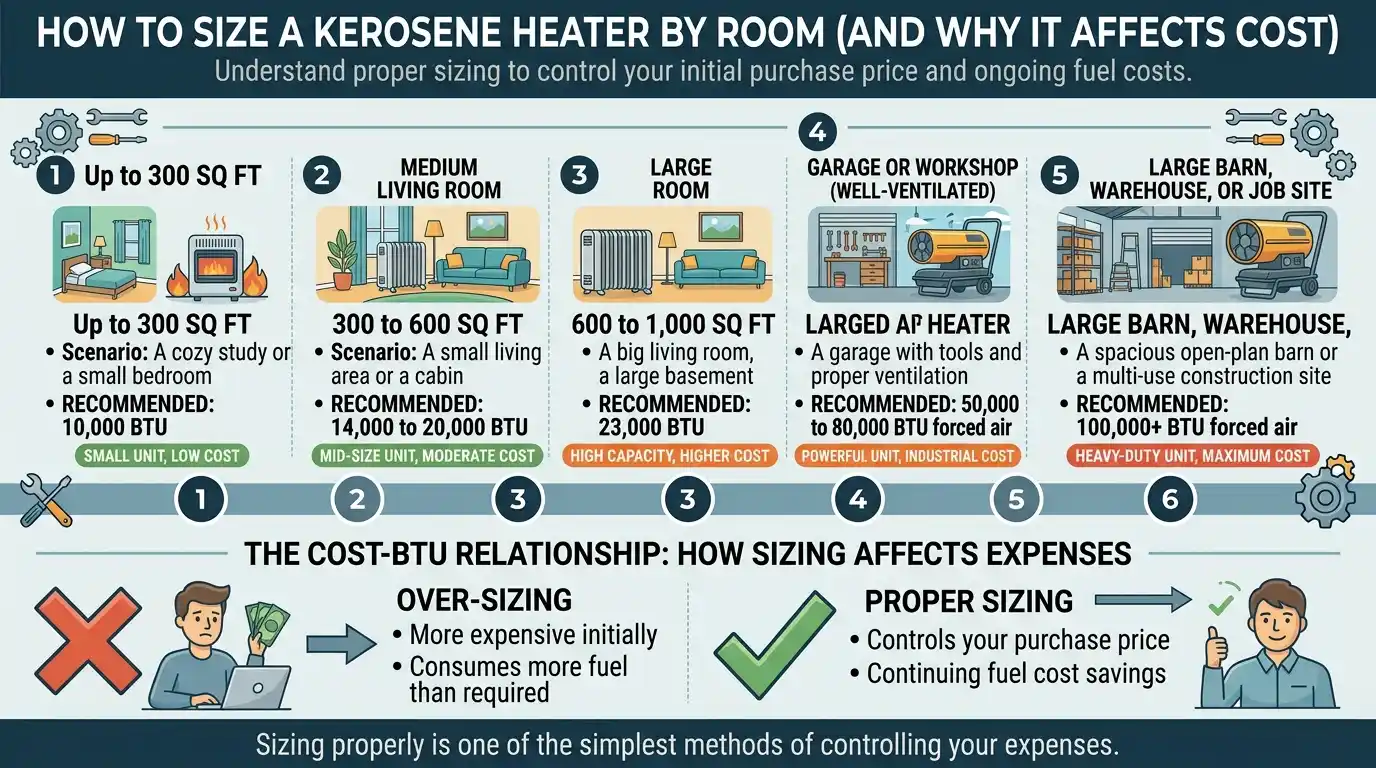 How to Size a Kerosene Heater by Room (and Why It Affects Cost)