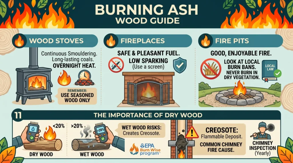 Burning Ash in Stoves, Fireplaces, and Fire Pits