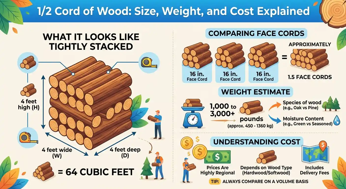 1/2 Cord of Wood: How Much Is It? Size, Weight and Cost Explained