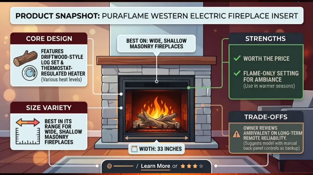 3. PuraFlame Western Electric Fireplace Insert