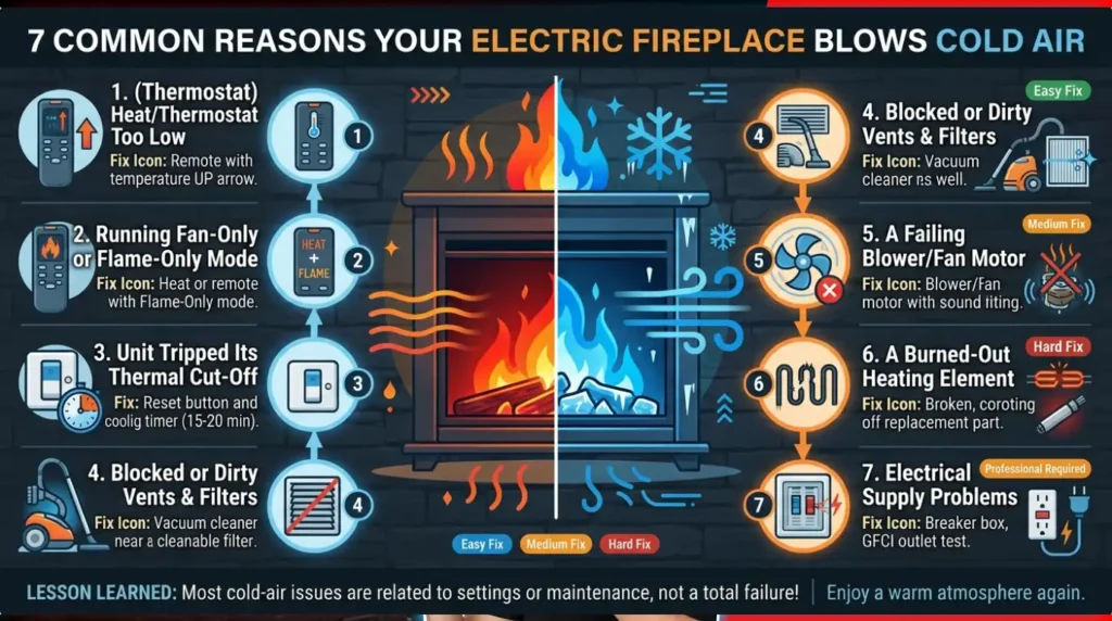 7 Common Reasons Your Electric Fireplace Blows Cold Air