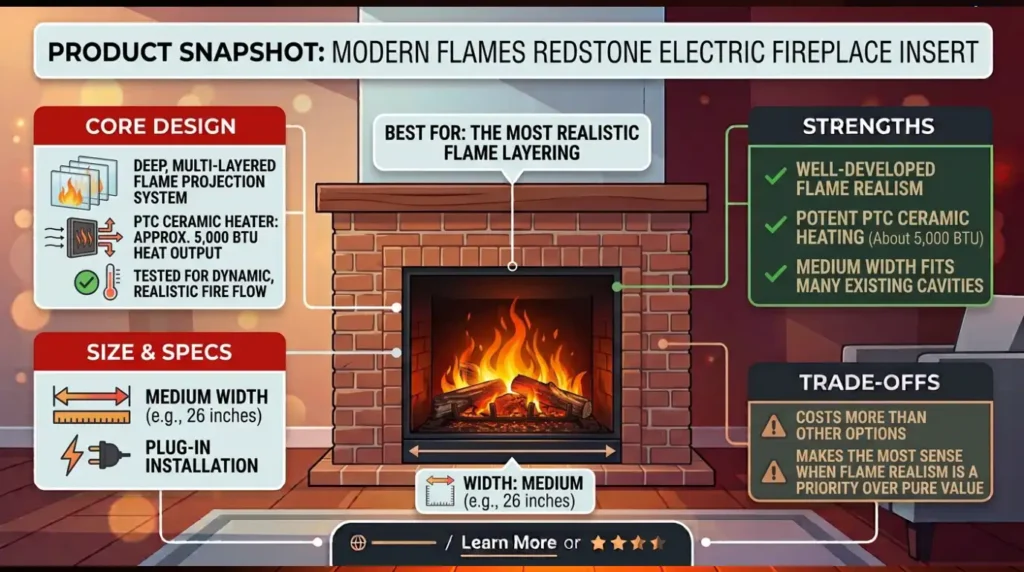 7. Modern Flames Redstone Electric Fireplace Insert