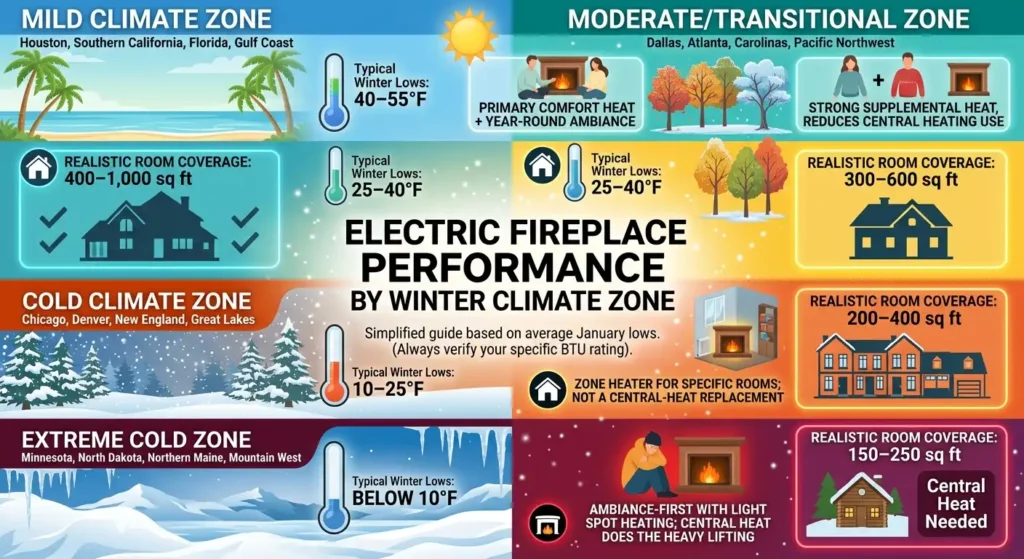 Electric Fireplace Performance by Winter Climate Zone