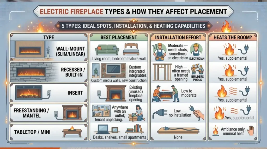 Electric Fireplace Types and How They Affect Placement